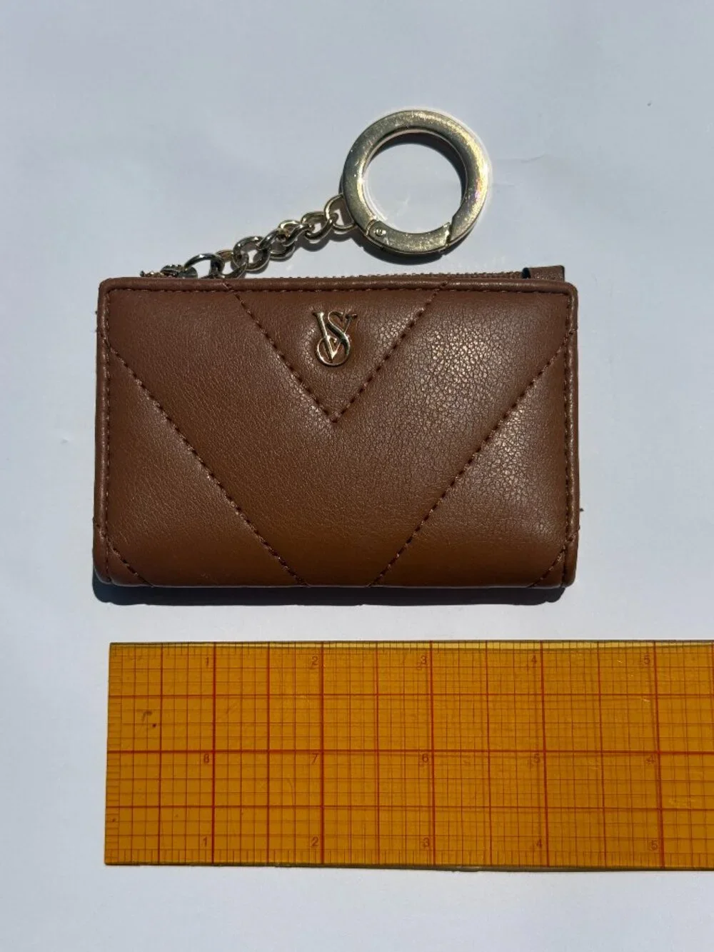 Victoria's Secret Quilted Zip Card Wallet in Camel Brown - Picture 2 of 6